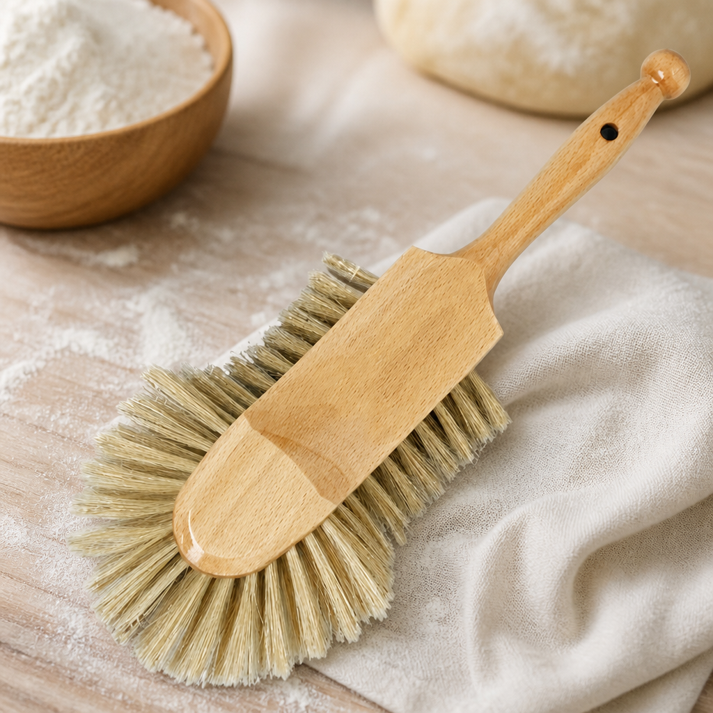 Commercial Pastry Brush Half Head with Wood Handle and Silk Bristles