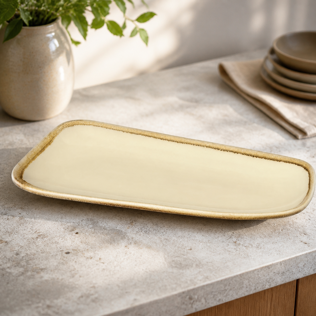 Commercial Rectangular Serving Platter 335mm Sandstone 4 Pack
