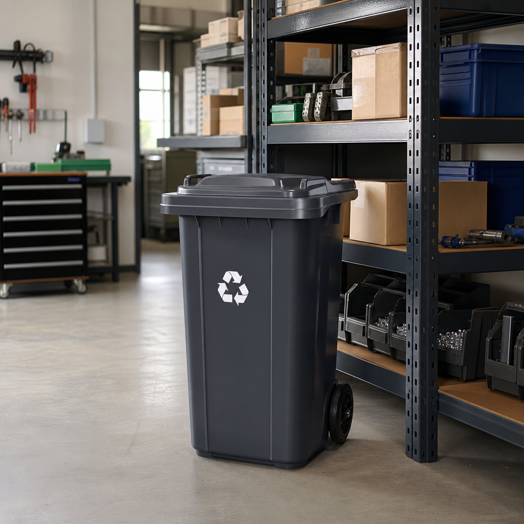 118L Mobile Plastic Bottle Skip Waste Bin with Lid