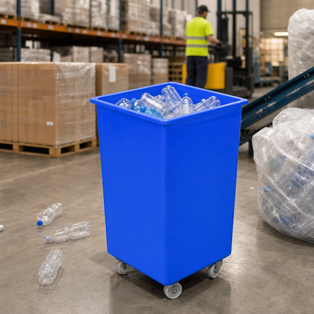 118L Mobile Plastic Bottle Skip Waste Bin with Lid
