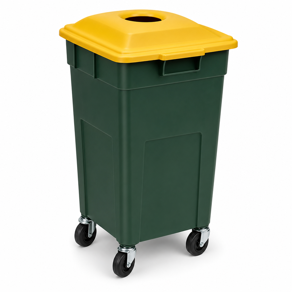 118L Mobile Plastic Bottle Skip Waste Bin with Lid