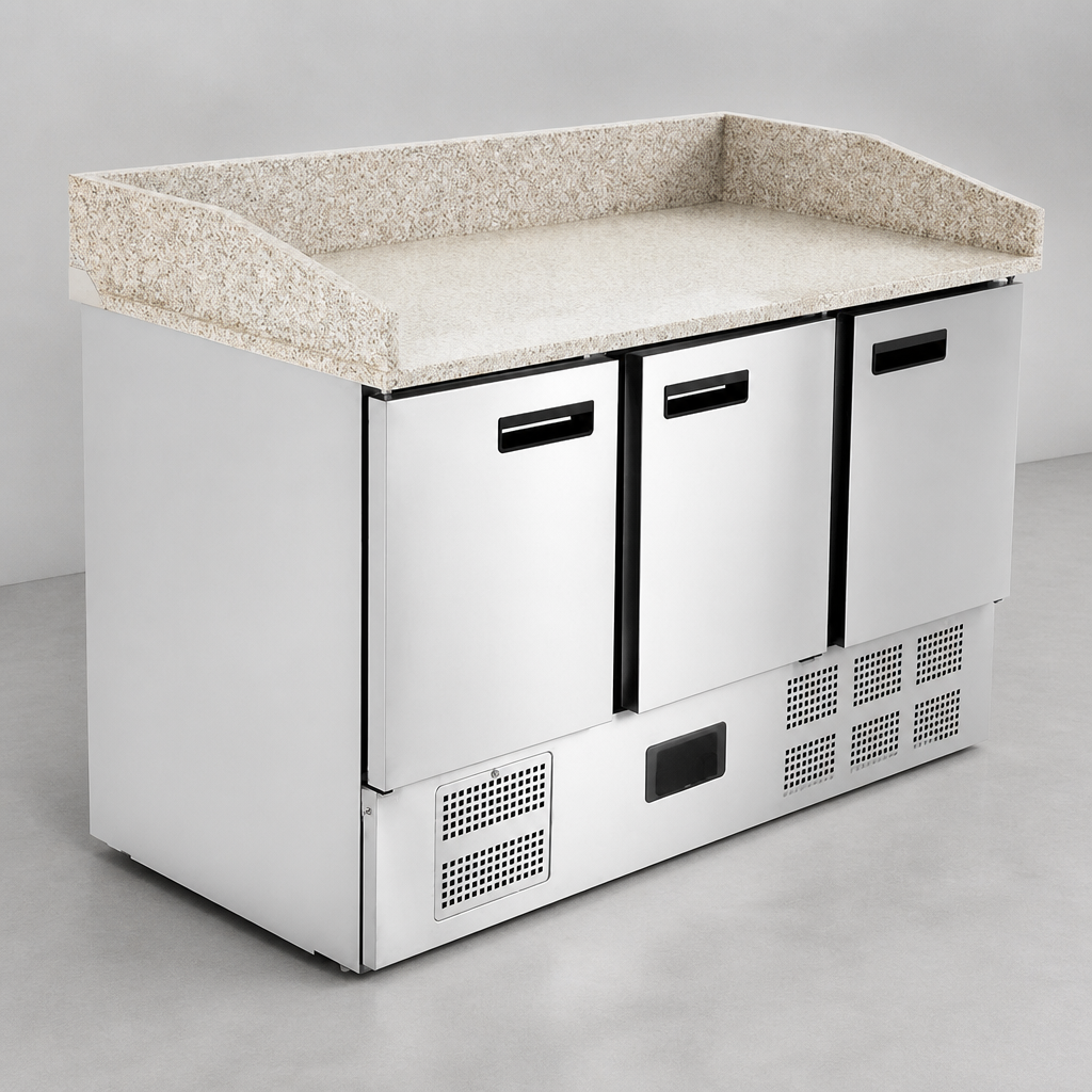 Commercial Pizza Prep Counter Fridge 368Ltr with Granite Top