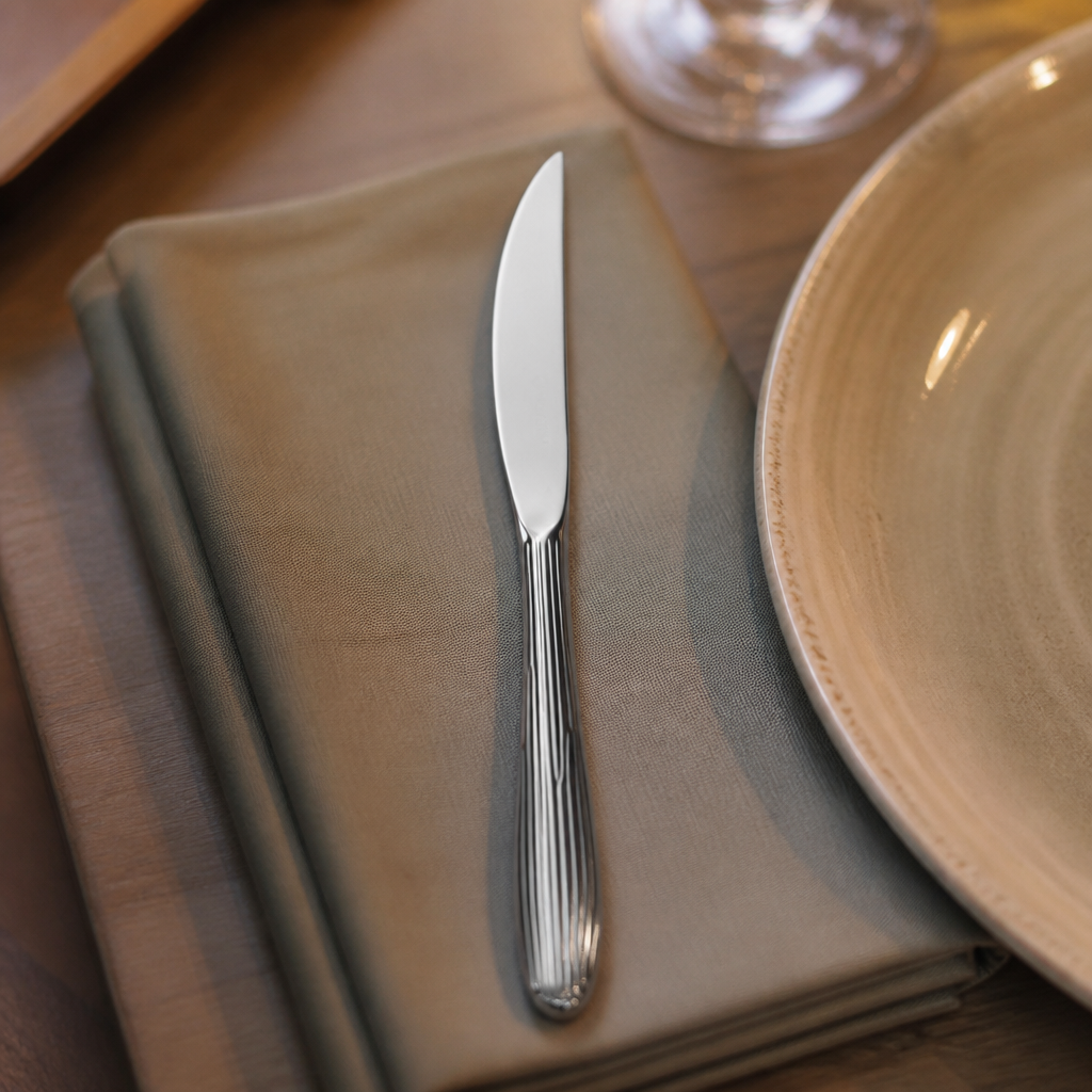 Set of 12 premium commercial steak knives in silver finish
