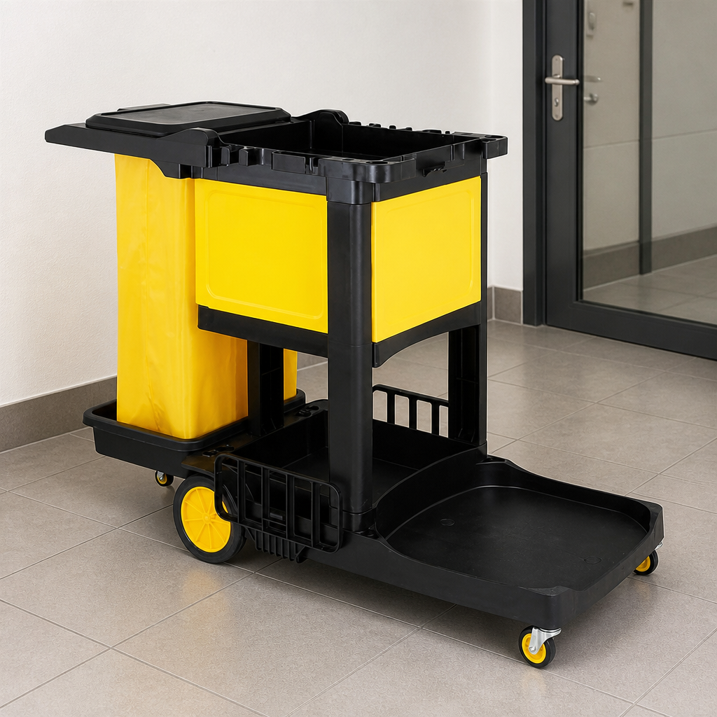Commercial Cleaning Trolley with Lockable Cabinet 990mm Height