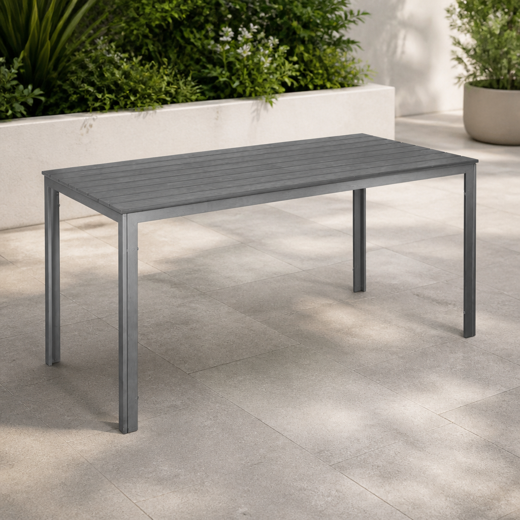 Commercial Outdoor Slatted Table 1560mm Grey HDPE Contract Use