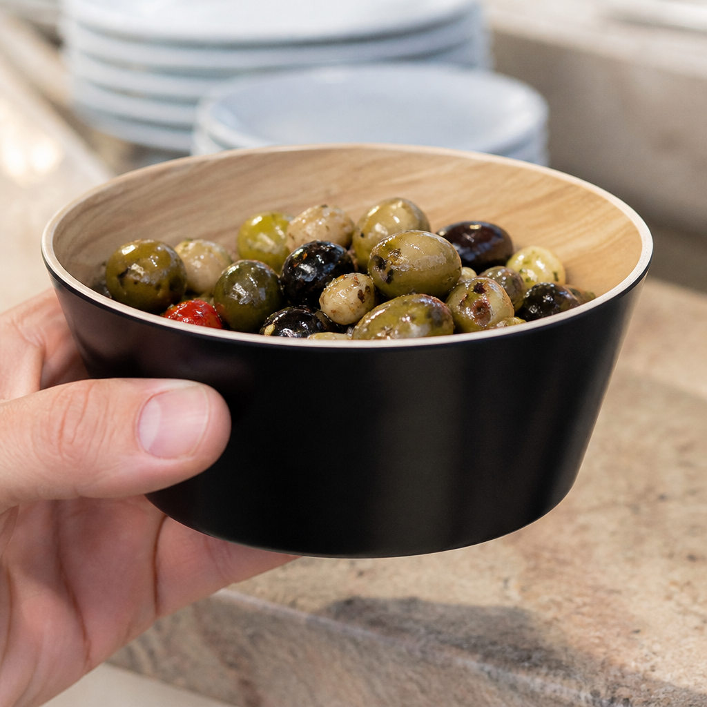 Commercial Melamine Bowl 125mm Black Wood-Effect
