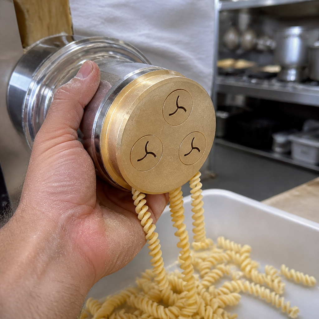 Commercial Pasta Maker Die for Fusilli 20mm Bronze