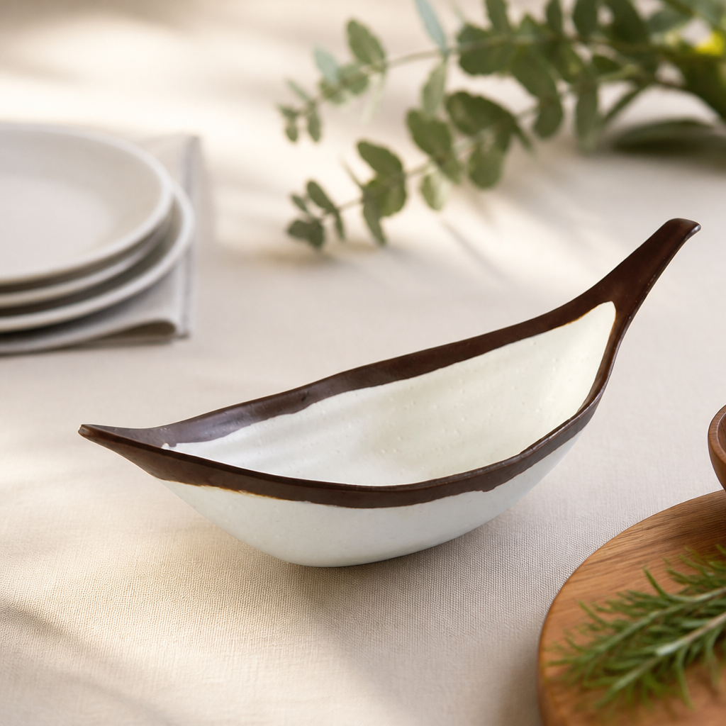 Commercial Melamine Leaf Bowl 305mm Cream Colour