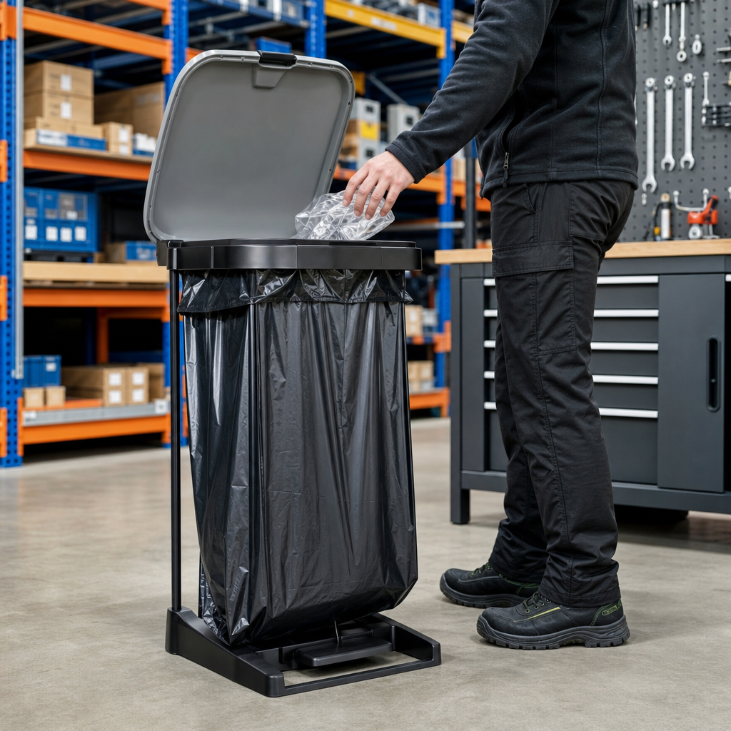 120L Mobile Plastic Bin Bag Holder with Foot Pedal