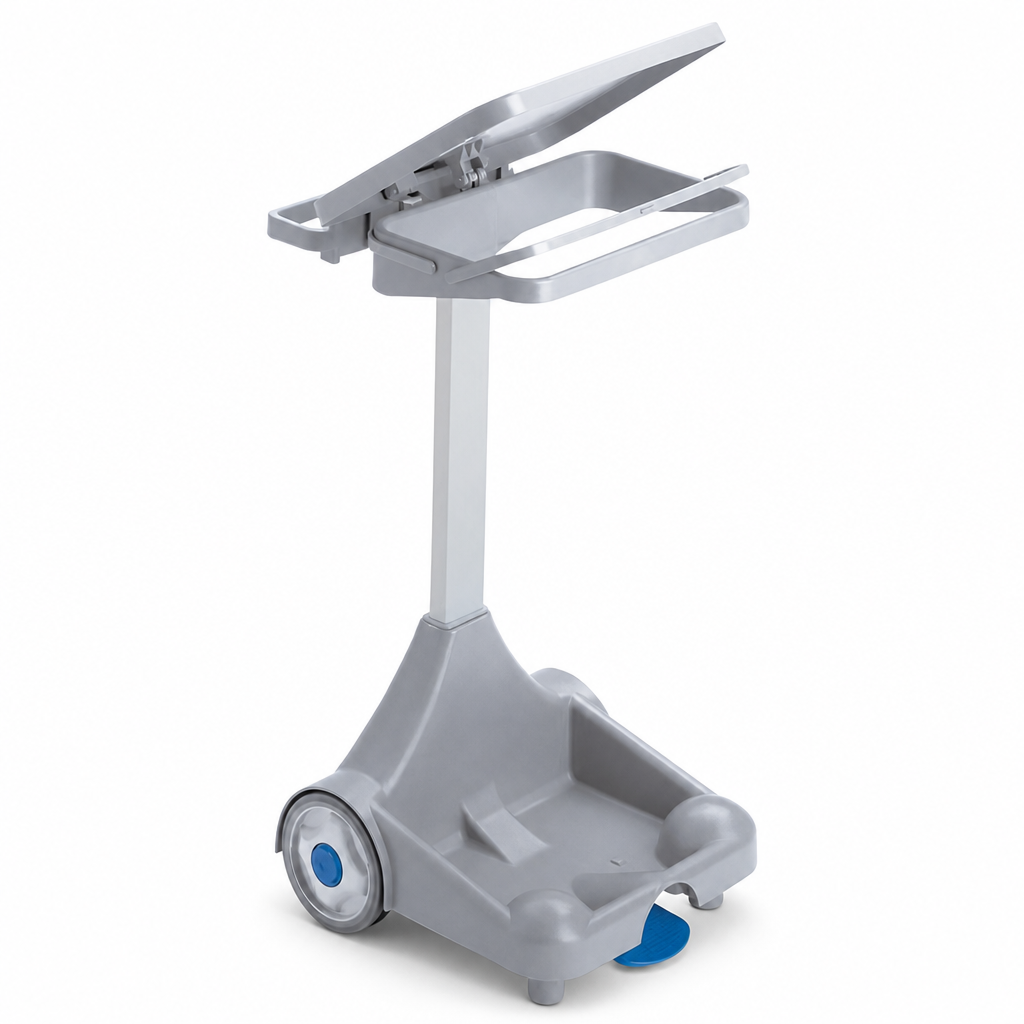 120L Mobile Plastic Bin Bag Holder with Foot Pedal