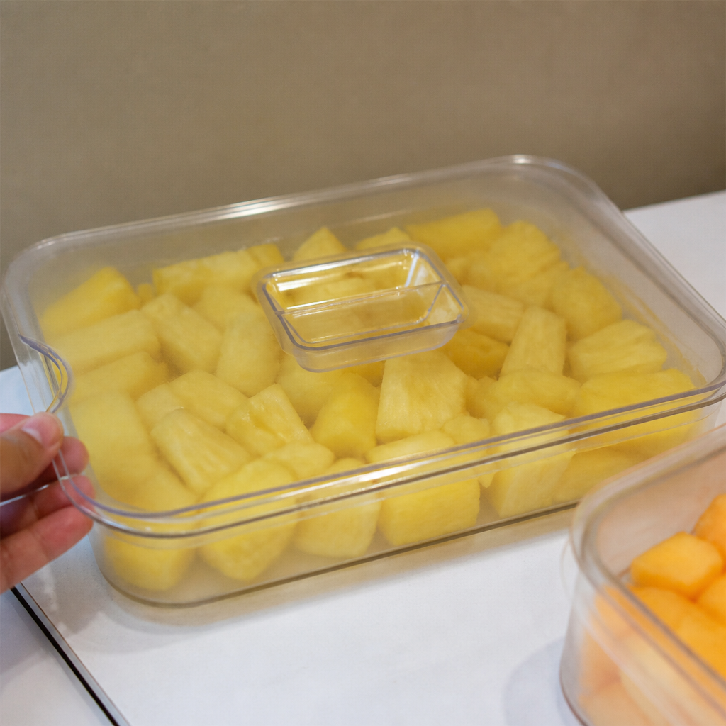 Small Clear Polycarbonate Salad Crock with Notched Lid