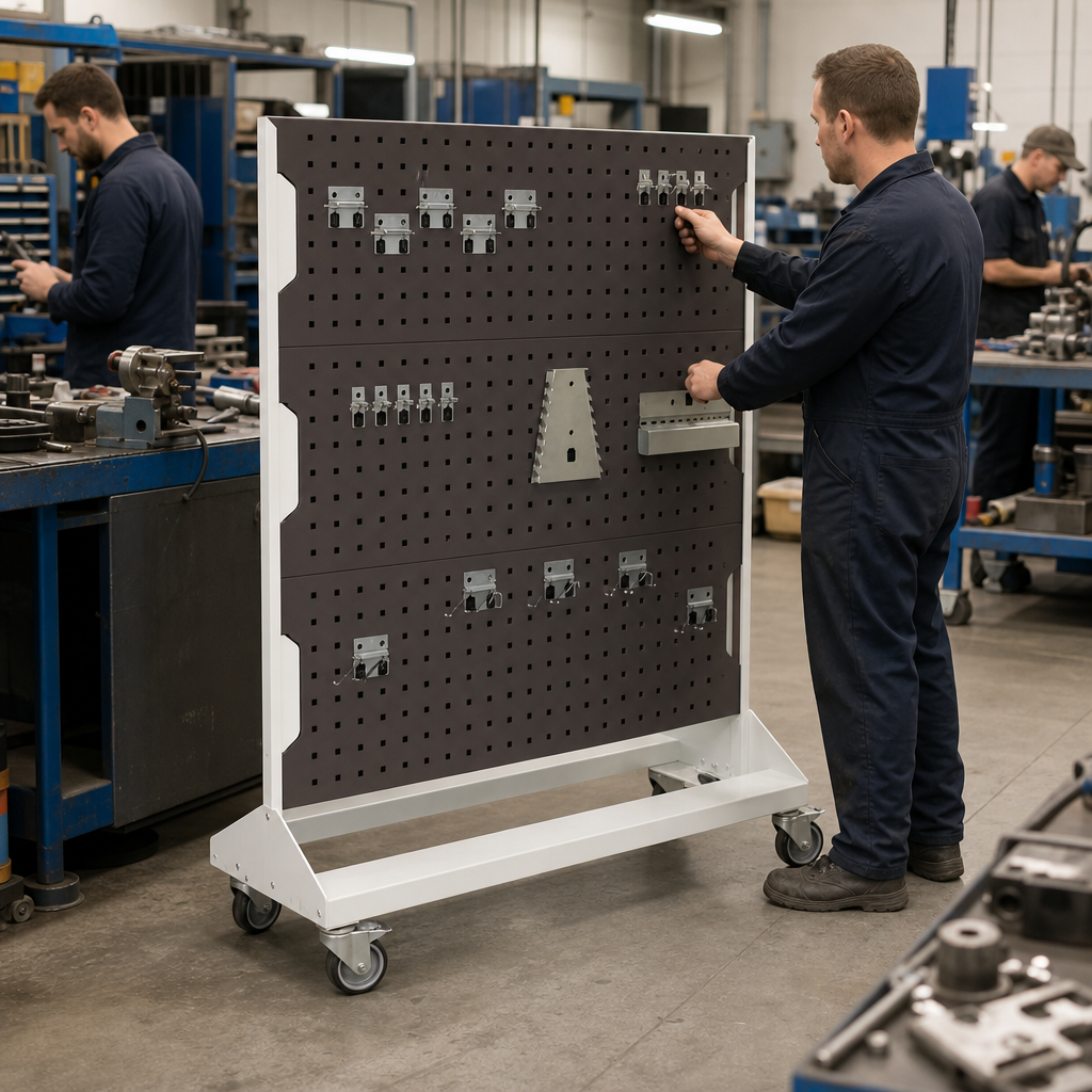 1250mm High Mobile Perforated Panel Racks