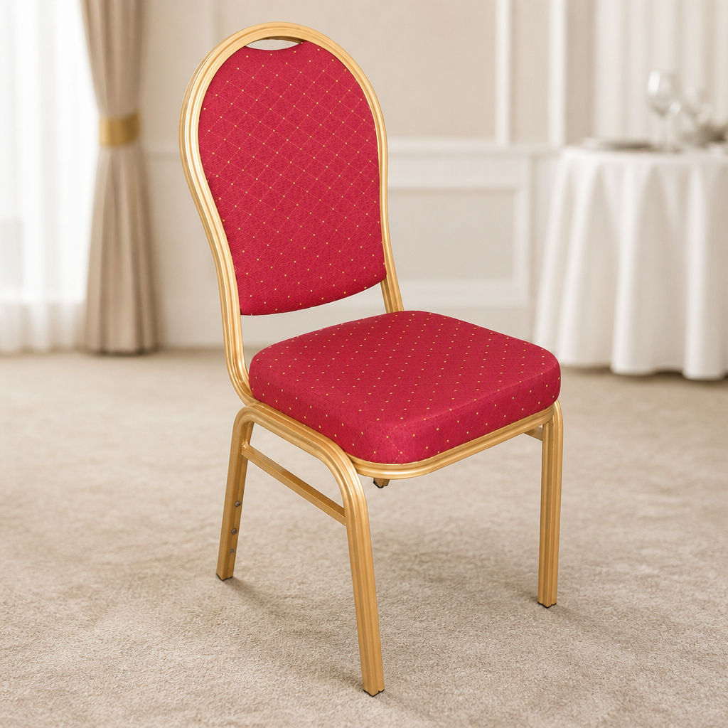 Commercial Stacking Banquet Chairs Red & Gold 4 Pack
