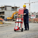 Professional Double Fire Extinguisher Trolley with Rotary Fire Bell for Enhanced Safety and Mobility