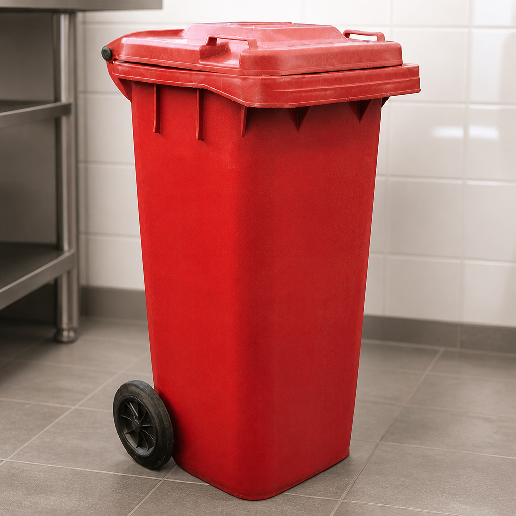 120L Red Wheelie Bin for commercial waste management