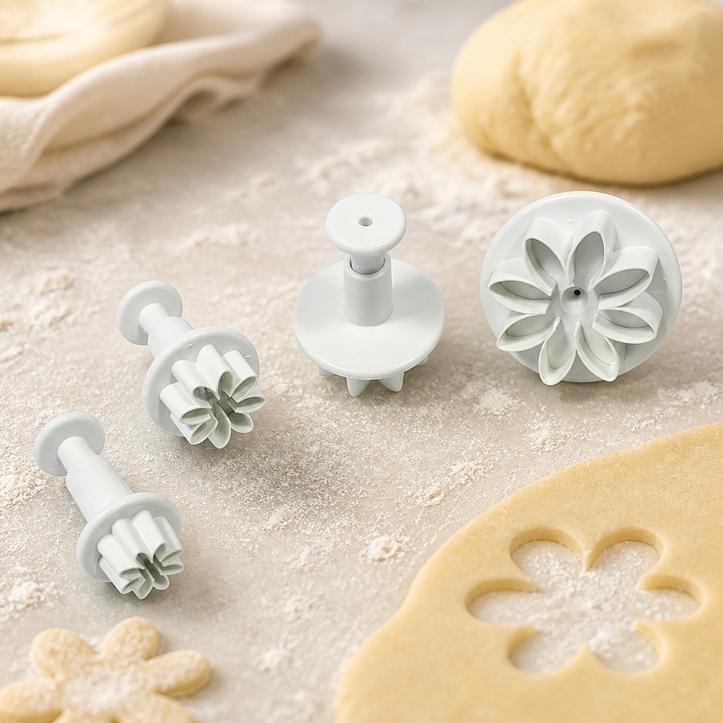 Set of 4 Floral Daisy Plunger Cutters for cake decorating