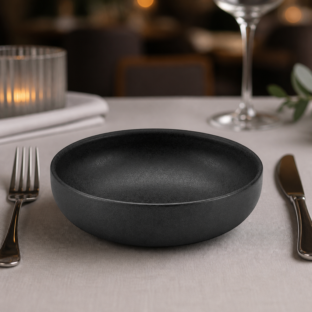Commercial black bowls 160mm - 6 pack for catering use