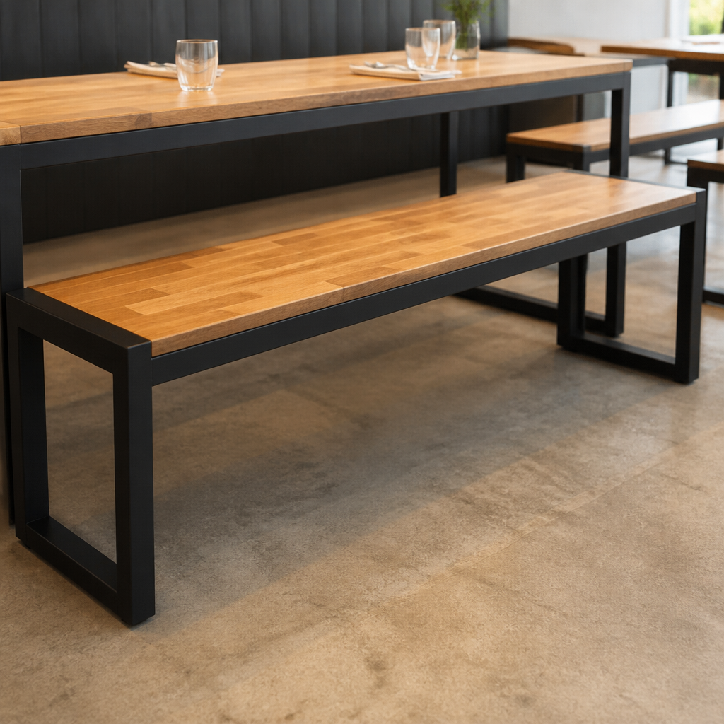 Commercial Acacia Wood and Steel Garden Benches 1600mm 2 Pack
