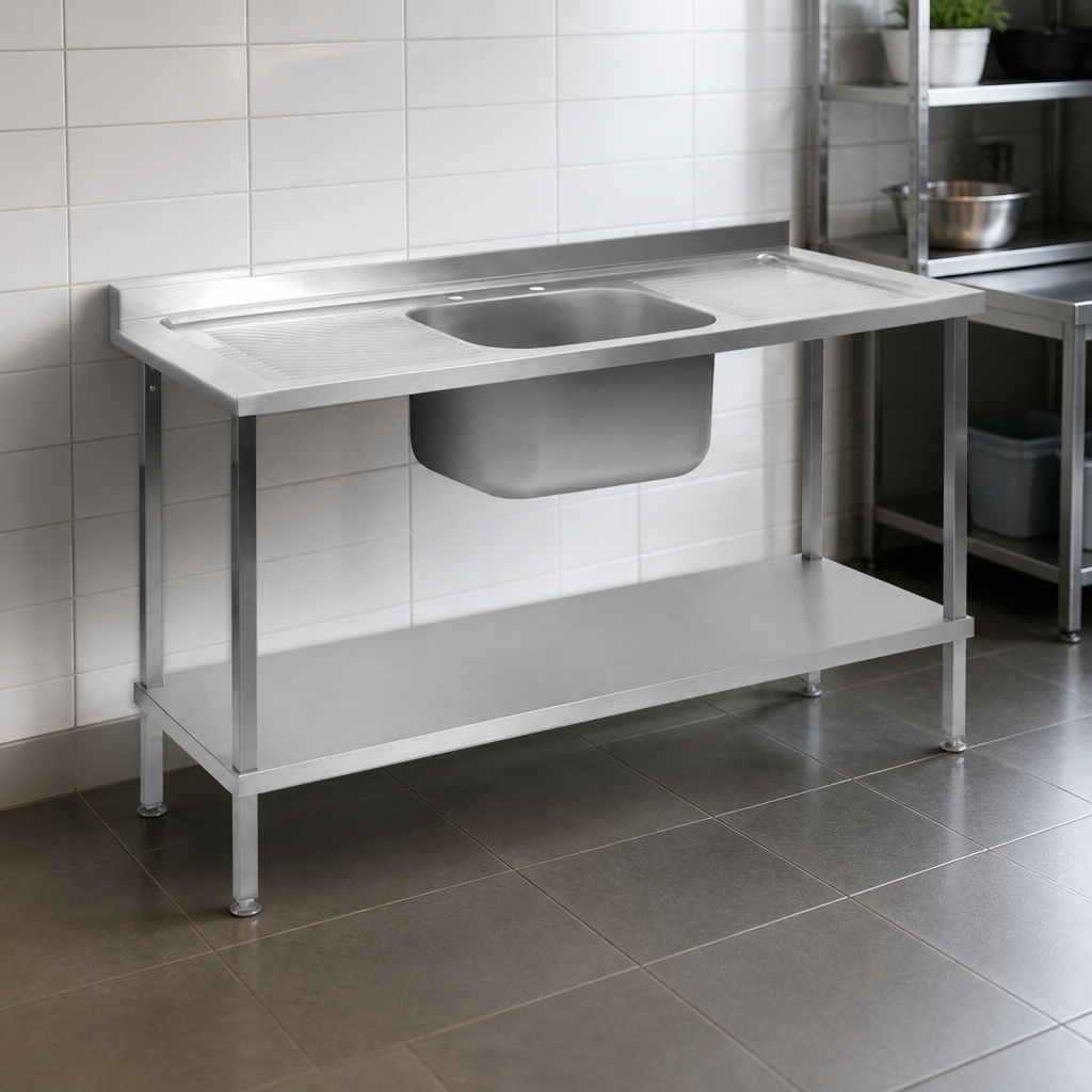 Commercial Stainless Steel Double Drainer Sink 1800mm
