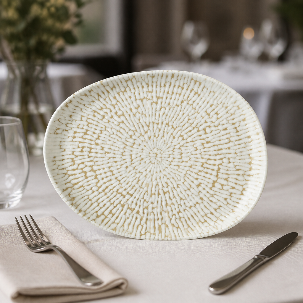 Commercial oblong plates 260x200mm taupe 6 pack
