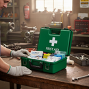 Premium Workplace First Aid Kit with Comprehensive Supplies in Green Case for Safety Compliance