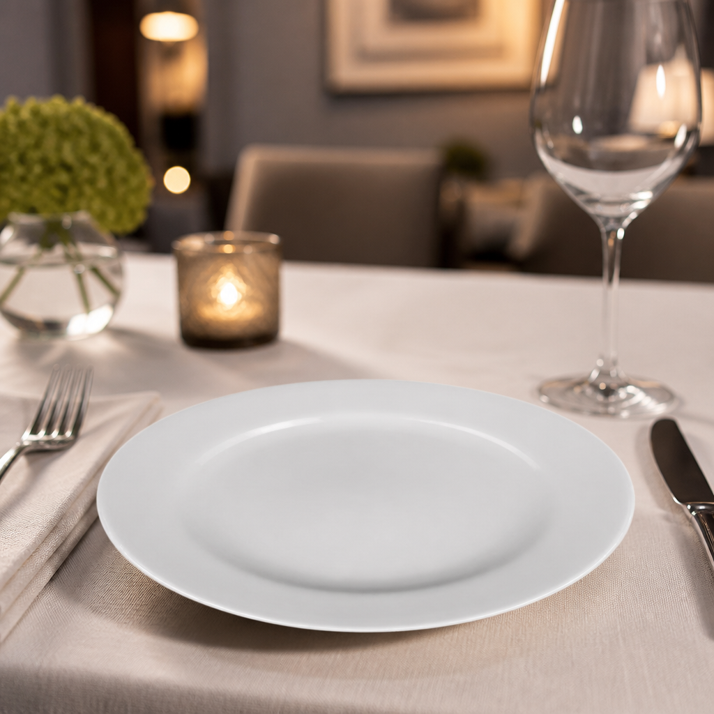 Commercial Porcelain Wide Rim Plates 210mm 12 Pack