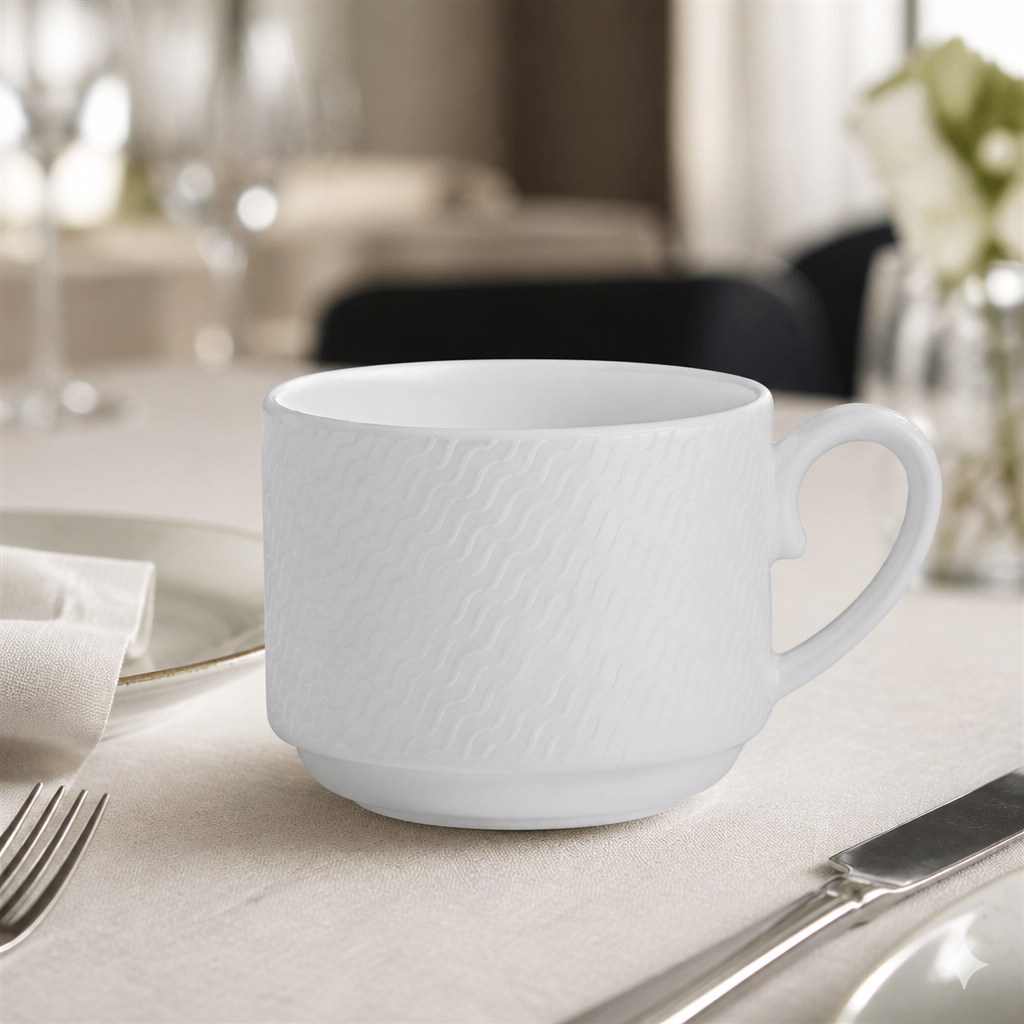 Pack of 12 Commercial Stacking Cups 212.5ml for Catering