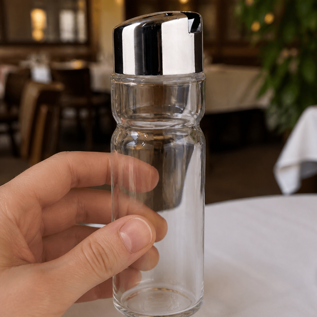 Commercial Oil and Vinegar Cruet Stainless Steel and Glass 158mm