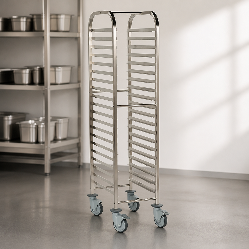 Commercial Stainless Steel Racking Trolley with 20 shelves