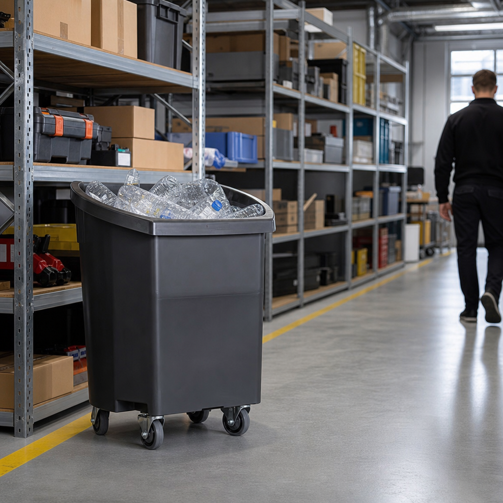 135L Mobile Bottle Skip with Wheels