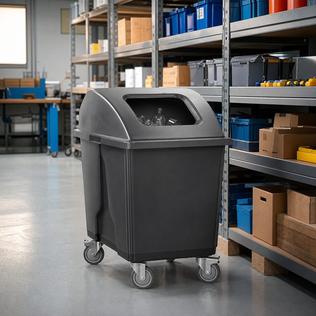 135L Mobile Plastic Bottle Skip with 4 Wheels