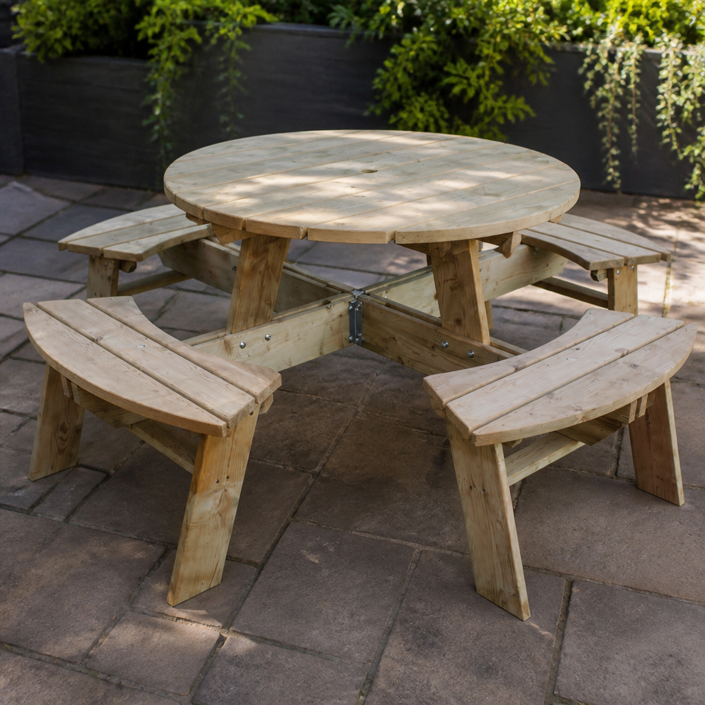 6.5ft Commercial Wooden Picnic Table for outdoor dining