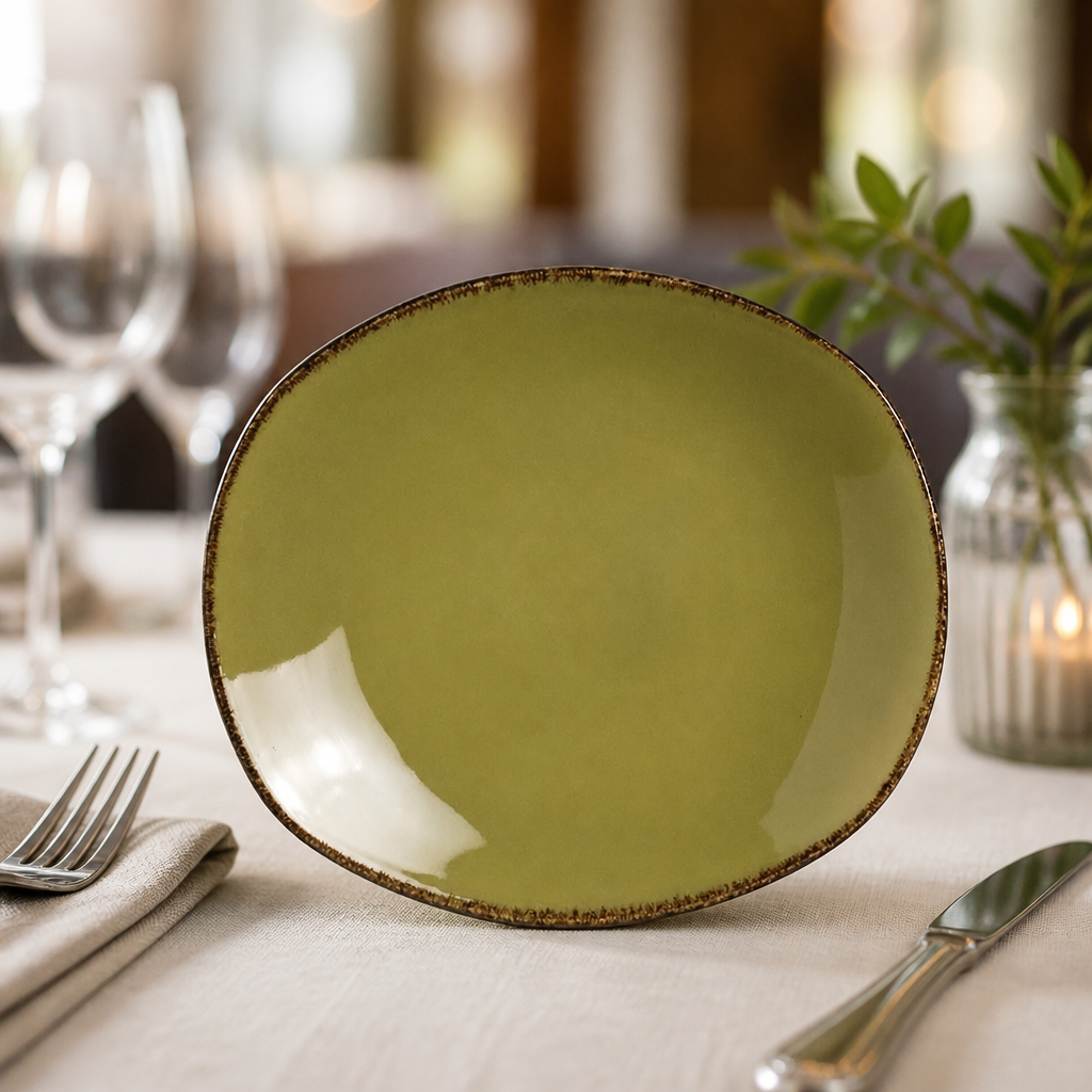 Commercial Olive Spice Plates 150mm Porcelain 36 Pack