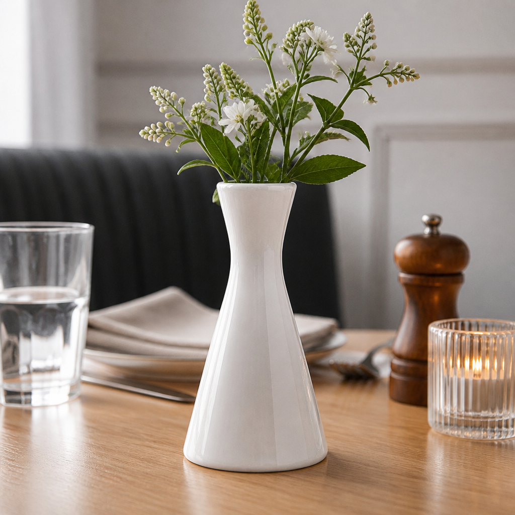 Commercial Whiteware Bud Vases 140mm - 6 Pack for Catering