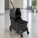 Commercial Two-Compartment Mop Bucket And Wringer 30Ltr Blue