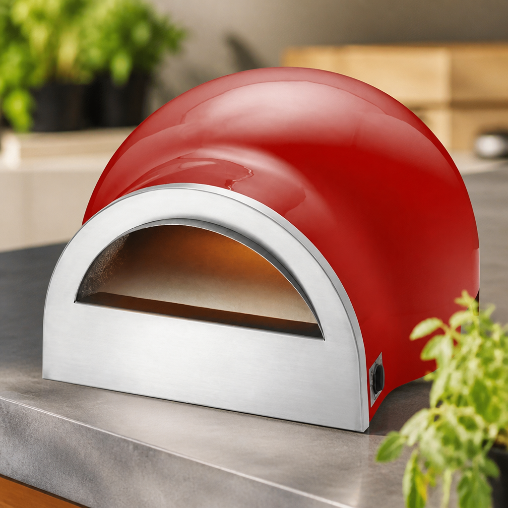 Dual Fuel Gas Pizza Oven in Chilli Red for Outdoor Cooking