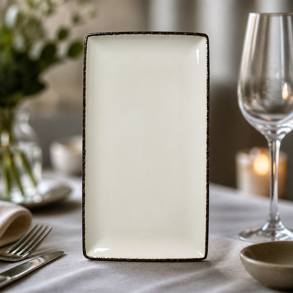 Commercial Charcoal Dapple Rectangle Plates 330 x 190mm 6 Pack