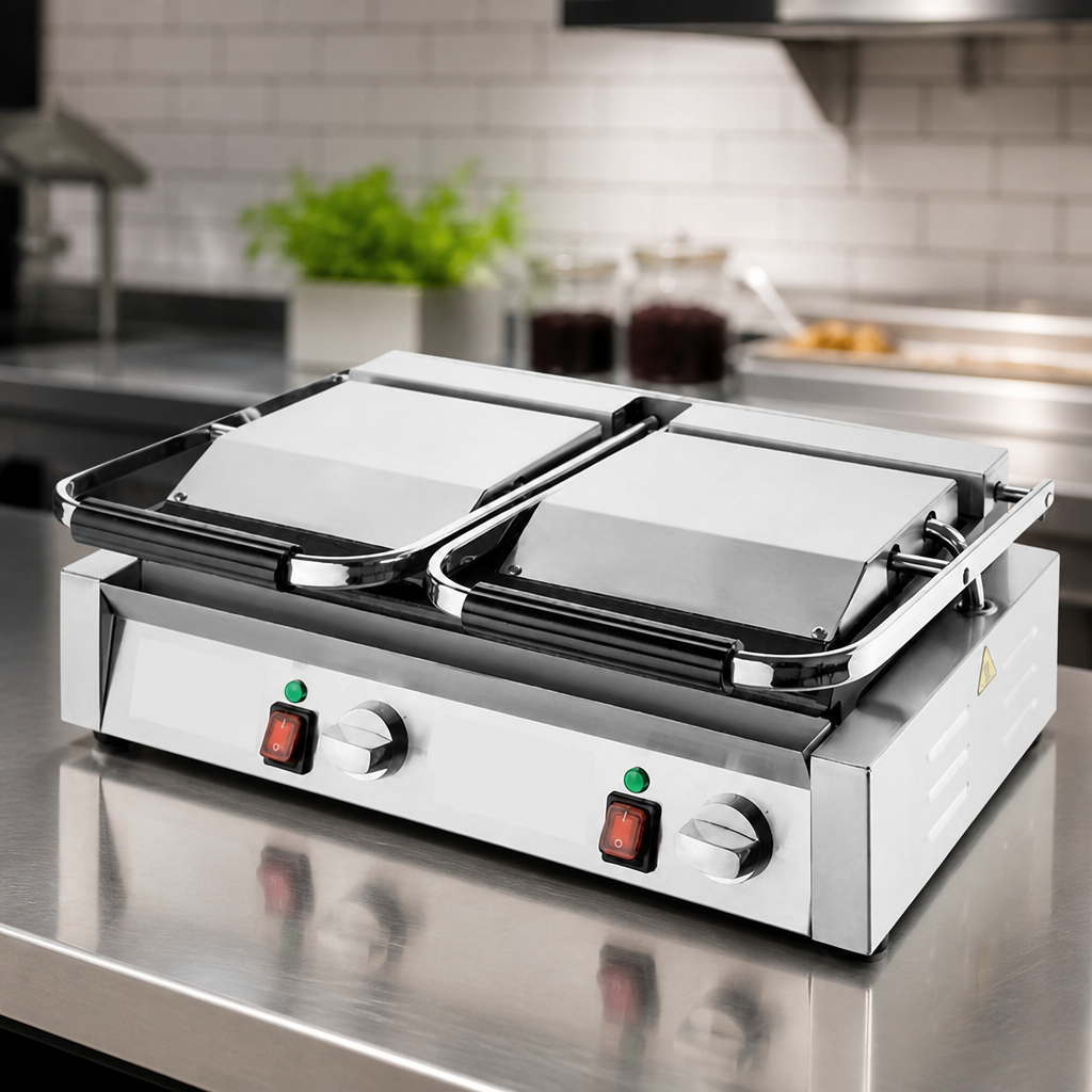 Commercial Double Contact Grill Ribbed Plates 3.6kW Electric