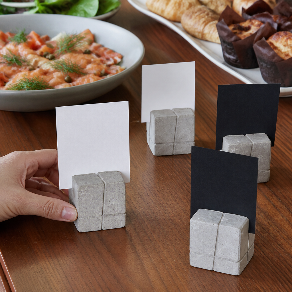 Concrete Effect Menu Holder Stand for Service 4 Pack