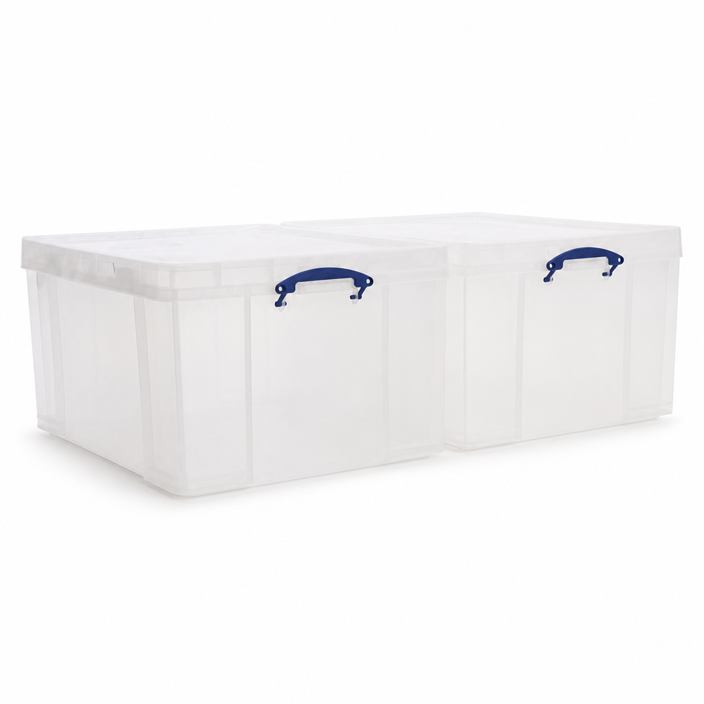 145 Litre Clear Plastic Storage Boxes Pack of 2