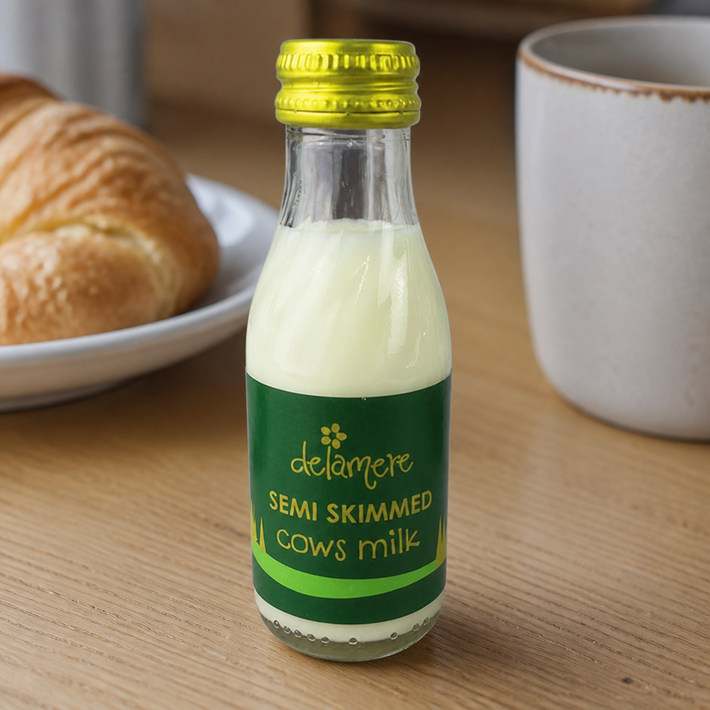 Commercial Mini Semi-Skimmed Milk Bottles 97ml 24 Pack