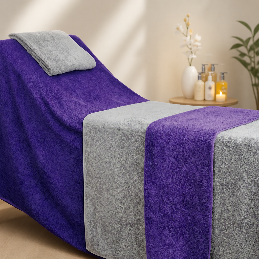 Commercial Massage Couch Cover 350gsm Purple Cotton Towel