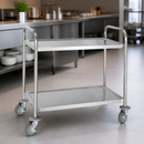 Medium Commercial Stainless Steel 2 Tier Clearing Trolley