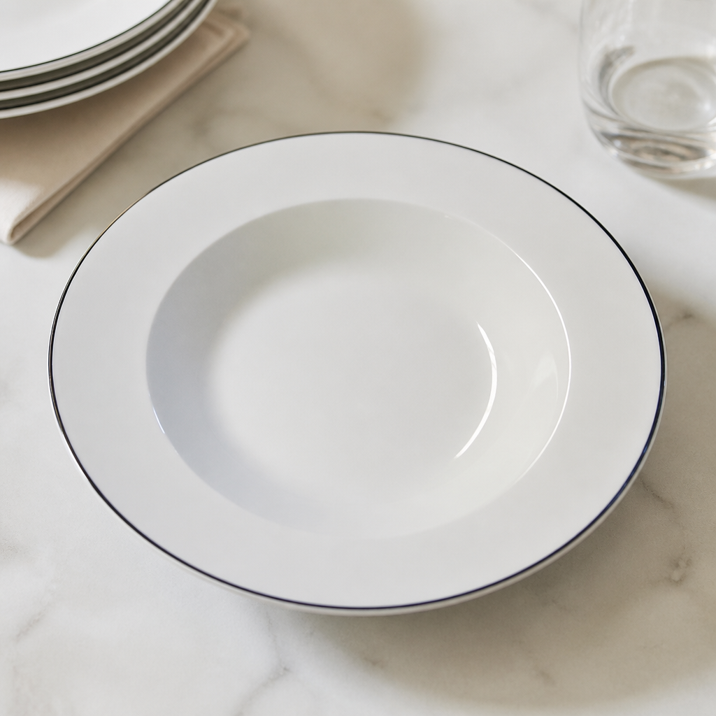 Commercial Rimmed Soup Bowls 230mm 495ml Fine China 12 Pack