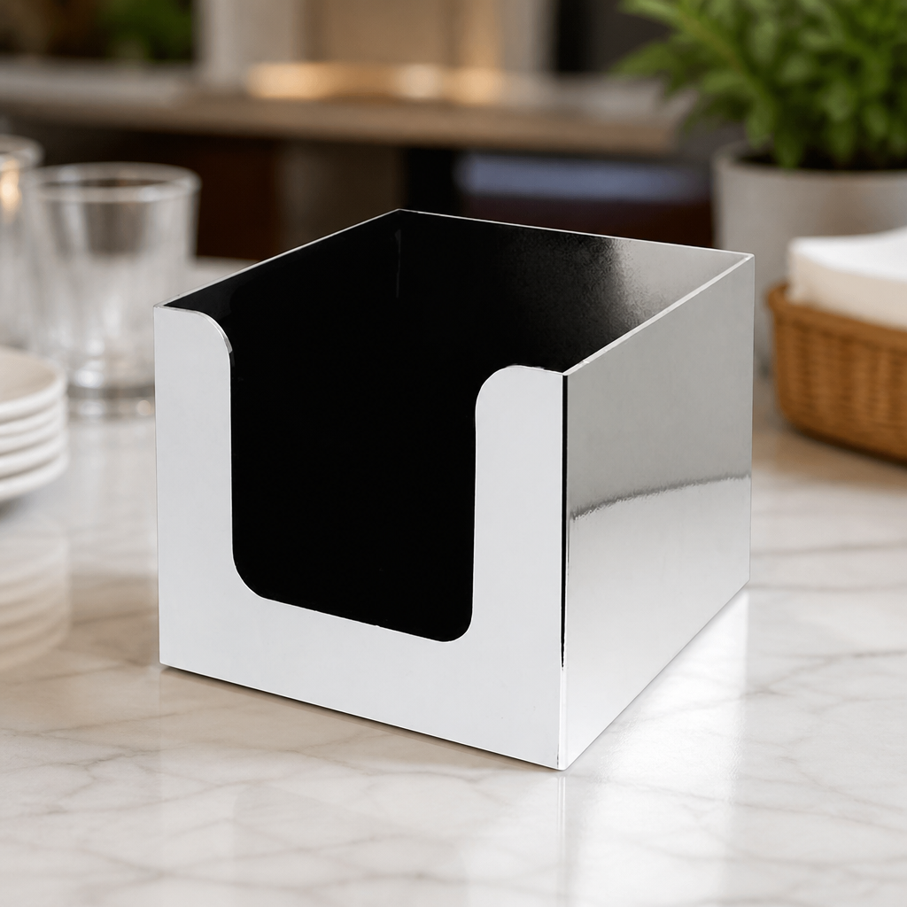 Commercial Chrome Napkin Holder 103mm High for Catering Venues