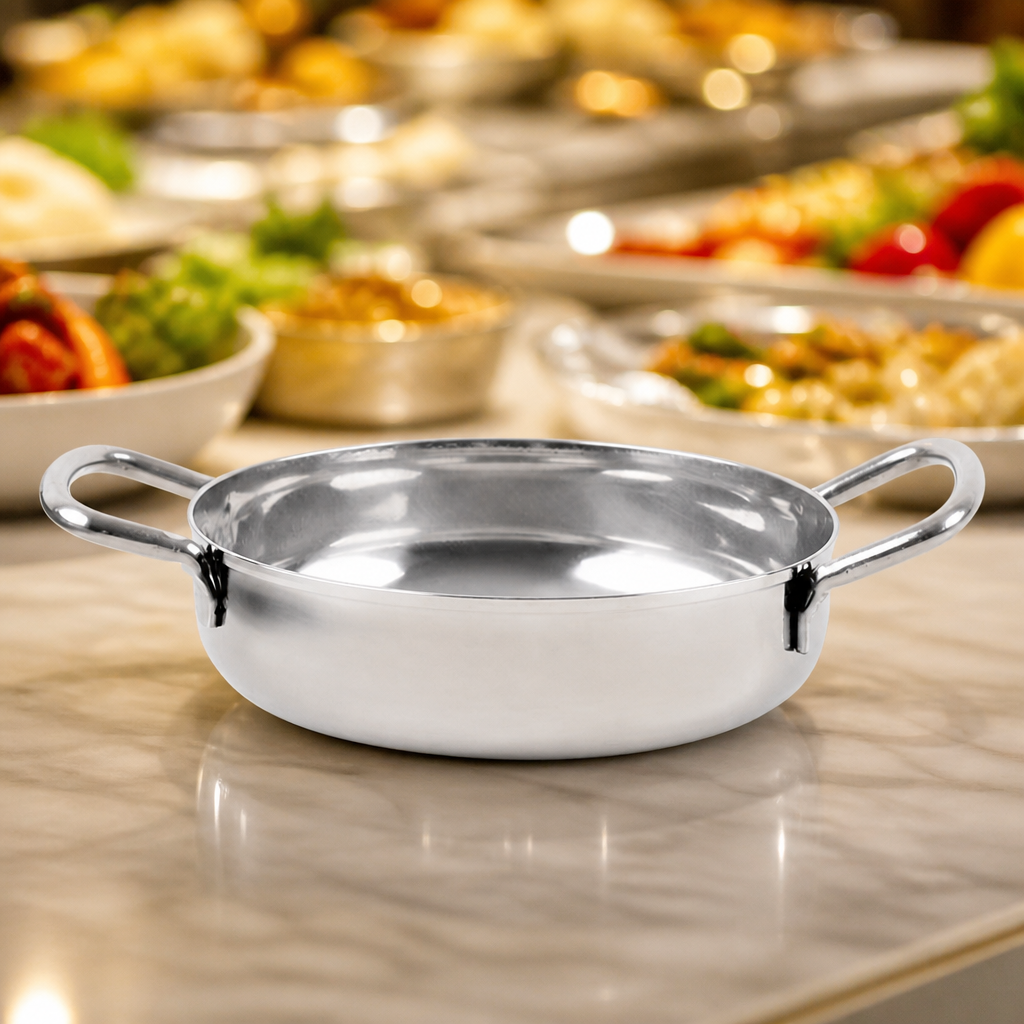 Commercial Stainless Steel Double Handle Serving Dish 125mm