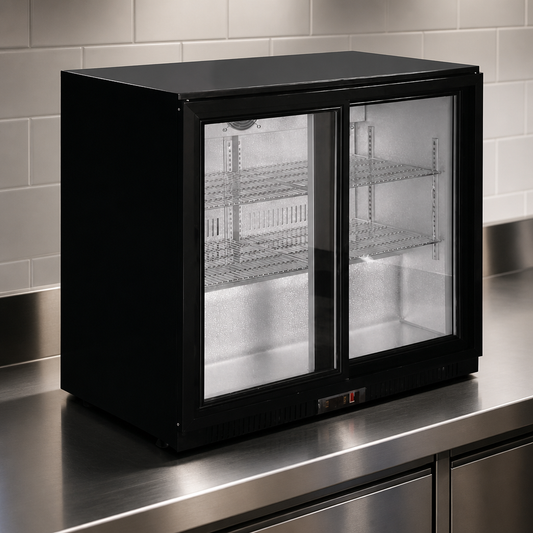Commercial Back Bar Cooler 198Ltr Sliding Doors Beer Fridge