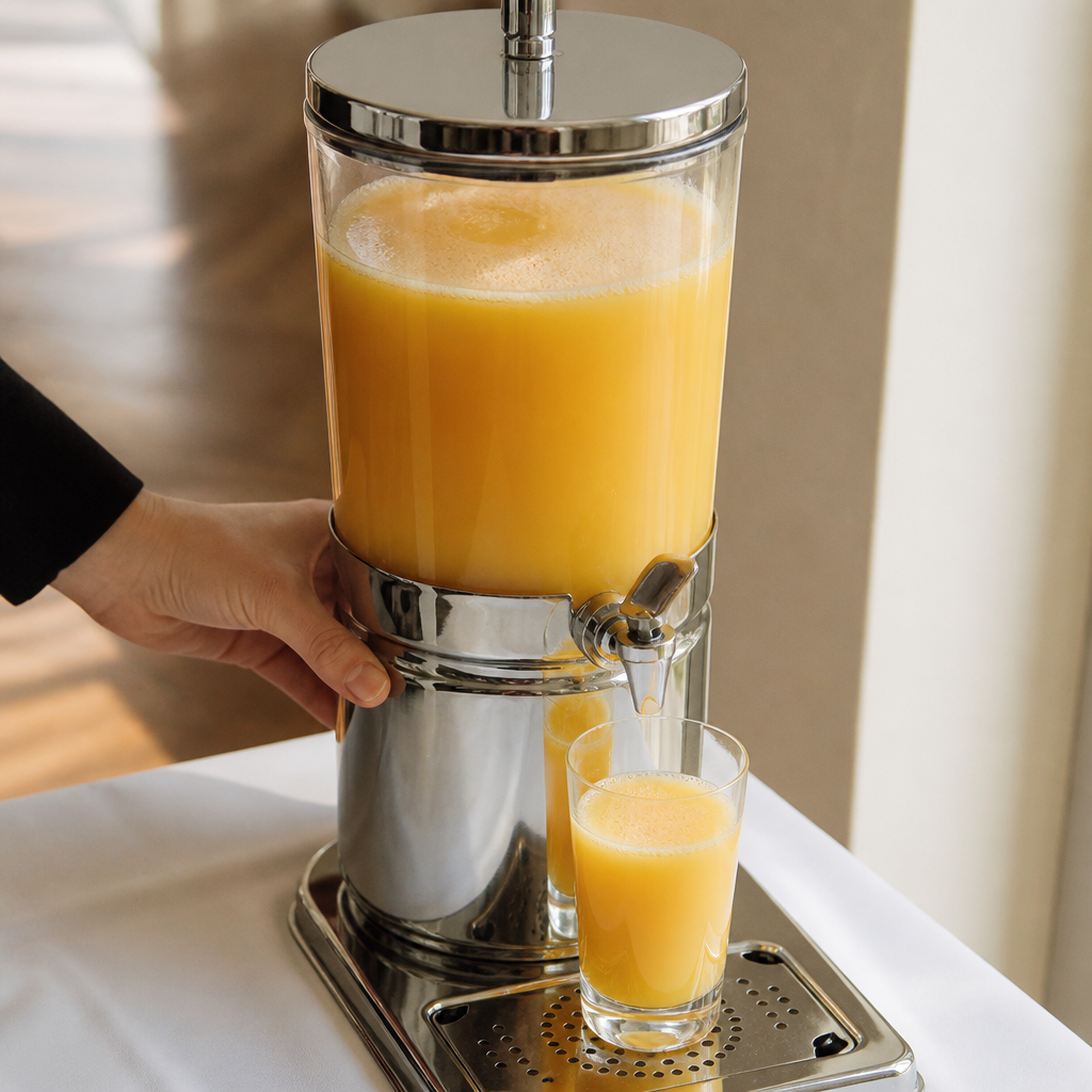 6L stainless steel commercial juice dispenser with twin cooling elements