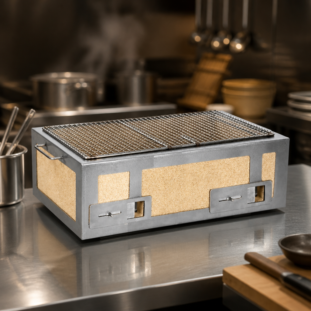 Commercial Konro Grill with Stainless Steel Frame 210mm Height