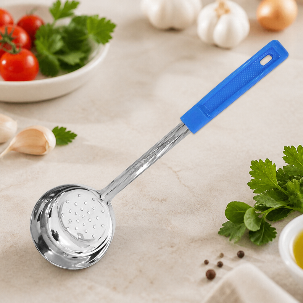 Commercial Blue Perforated Spoodle 236ml for catering use